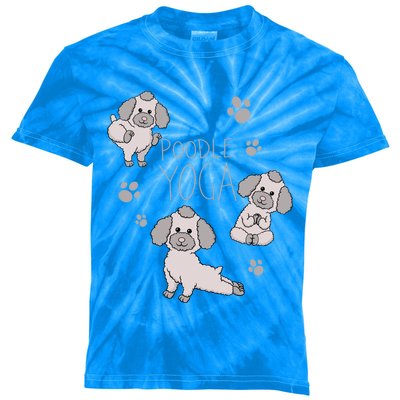 Poodle Yoga Poses Positions Dog Holder Animal Lovers Gift Kids Tie-Dye T-Shirt