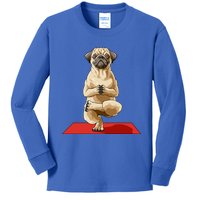 Pug Yoga Pose Dog Meditation Pug Lovers Owners Gift Cute Gift Kids Long Sleeve Shirt