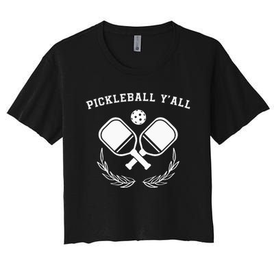 Pickleball Ya'll Tees  Pickle Ball Lover Women's Crop Top Tee