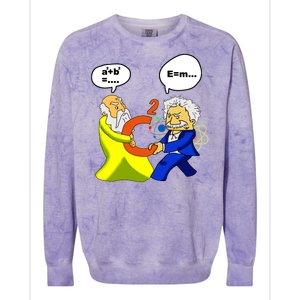 Pythagoras vs Einstein Funny Math Science Colorblast Crewneck Sweatshirt