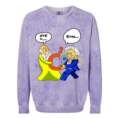 Pythagoras vs Einstein Funny Math Science Colorblast Crewneck Sweatshirt