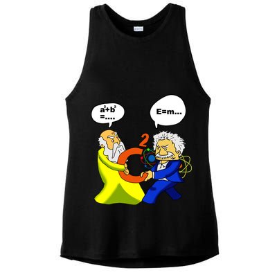 Pythagoras vs Einstein Funny Math Science Ladies PosiCharge Tri-Blend Wicking Tank