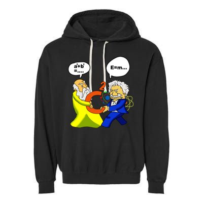 Pythagoras vs Einstein Funny Math Science Garment-Dyed Fleece Hoodie
