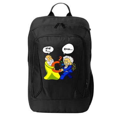 Pythagoras vs Einstein Funny Math Science City Backpack
