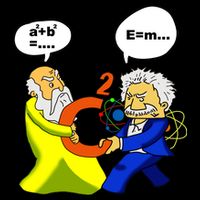 Pythagoras vs Einstein Funny Math Science City Backpack
