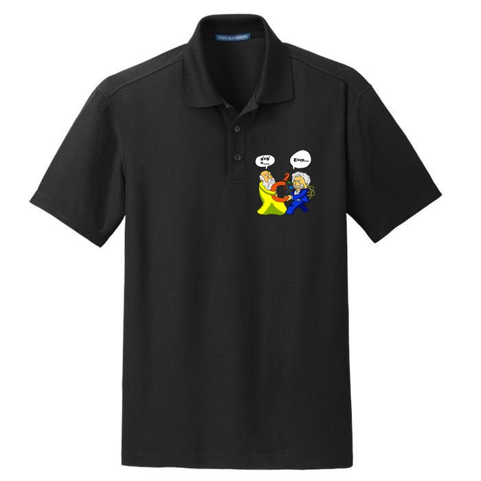 Pythagoras vs Einstein Funny Math Science Dry Zone Grid Polo