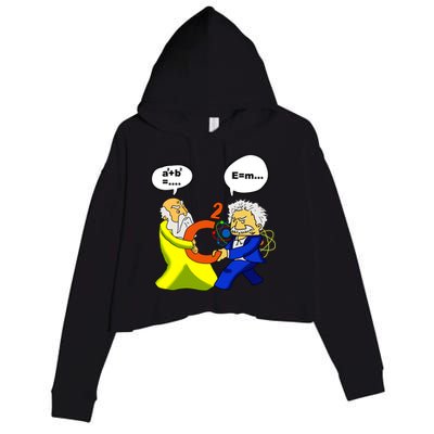 Pythagoras vs Einstein Funny Math Science Crop Fleece Hoodie