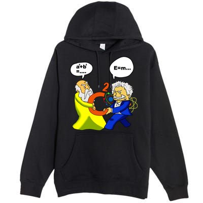 Pythagoras vs Einstein Funny Math Science Premium Pullover Hoodie