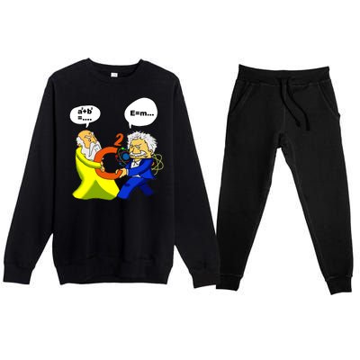 Pythagoras vs Einstein Funny Math Science Premium Crewneck Sweatsuit Set