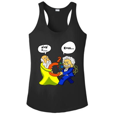Pythagoras vs Einstein Funny Math Science Ladies PosiCharge Competitor Racerback Tank