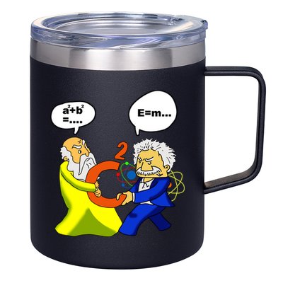 Pythagoras vs Einstein Funny Math Science 12oz Stainless Steel Coffee Mug
