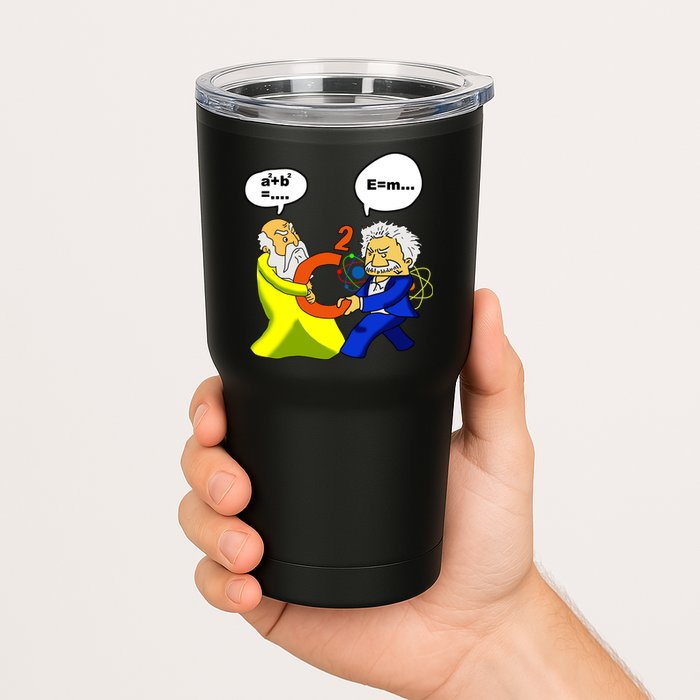 Pythagoras vs Einstein Funny Math Science Tumbler