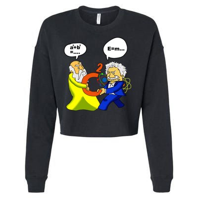 Pythagoras vs Einstein Funny Math Science Cropped Pullover Crew
