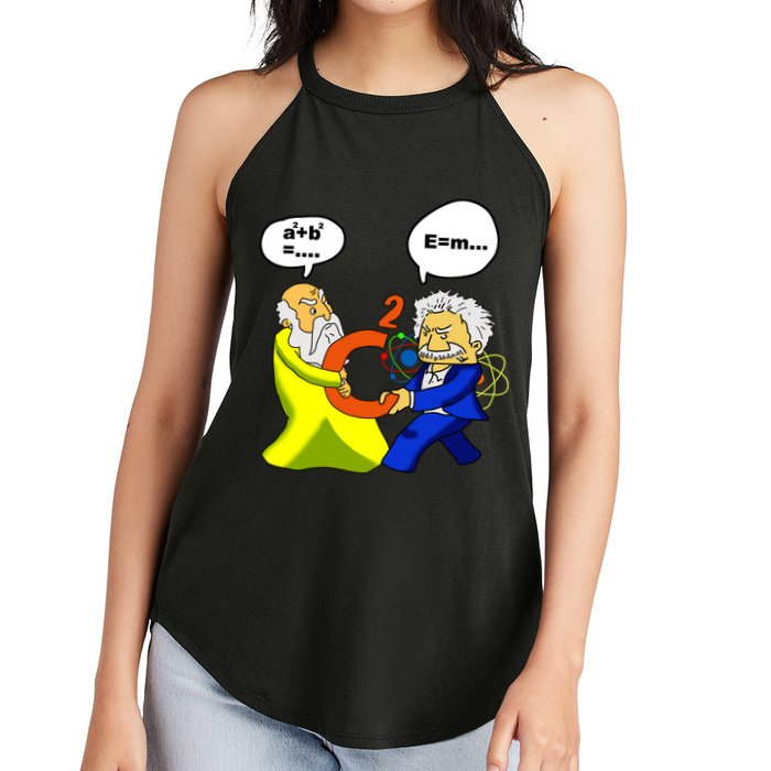 Pythagoras vs Einstein Funny Math Science Women's Perfect Tri Rocker Tank