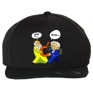 Pythagoras vs Einstein Funny Math Science Wool Snapback Cap