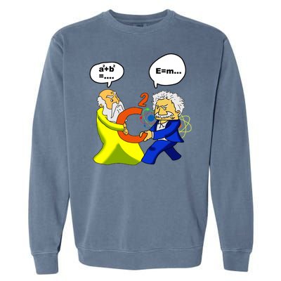 Pythagoras vs Einstein Funny Math Science Garment-Dyed Sweatshirt