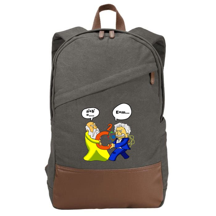 Pythagoras vs Einstein Funny Math Science Cotton Canvas Backpack