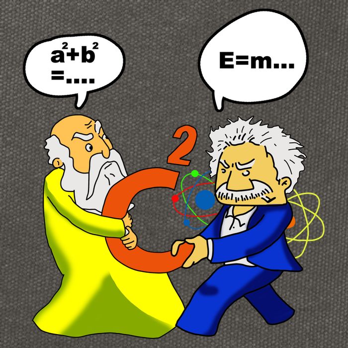Pythagoras vs Einstein Funny Math Science Cotton Canvas Backpack