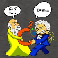 Pythagoras vs Einstein Funny Math Science Vector Backpack