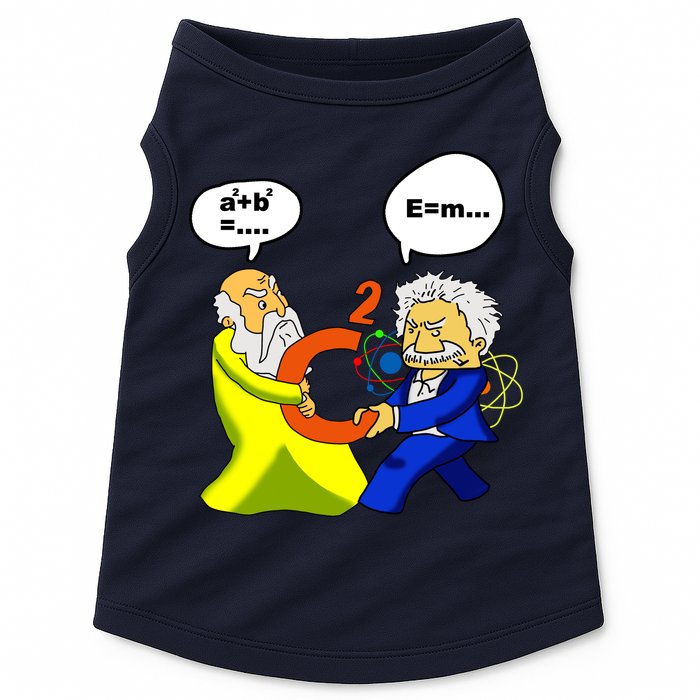 Pythagoras vs Einstein Funny Math Science Doggie Tank