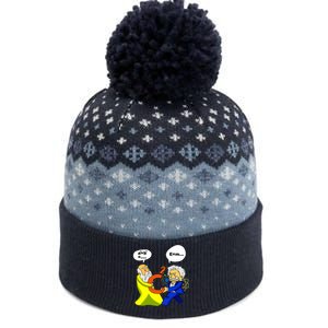 Pythagoras vs Einstein Funny Math Science The Baniff Cuffed Pom Beanie