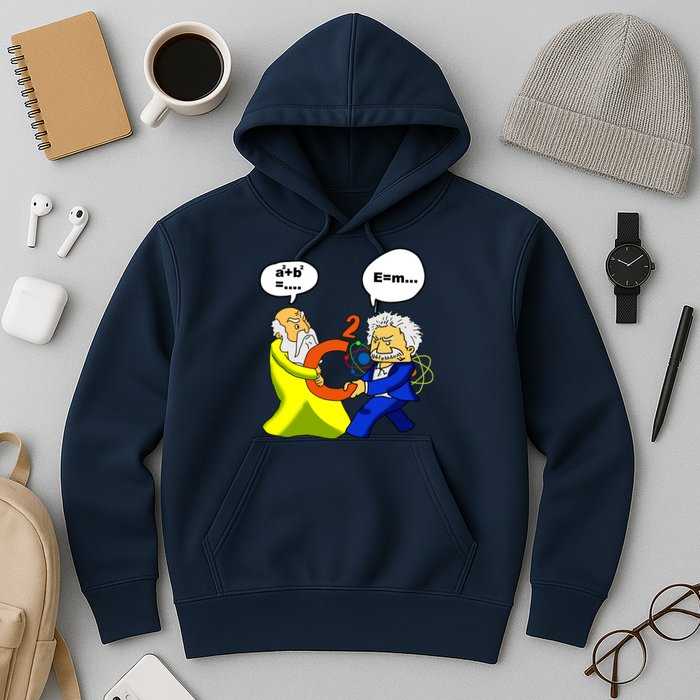 Pythagoras vs Einstein Funny Math Science Hoodie