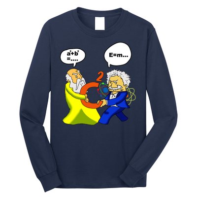 Pythagoras vs Einstein Funny Math Science Long Sleeve Shirt