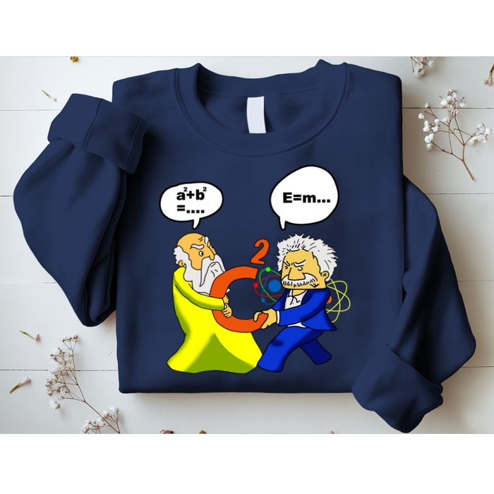Pythagoras vs Einstein Funny Math Science Sweatshirt
