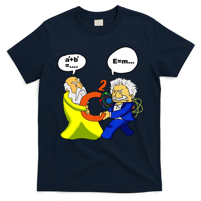 Pythagoras vs Einstein Funny Math Science T-Shirt