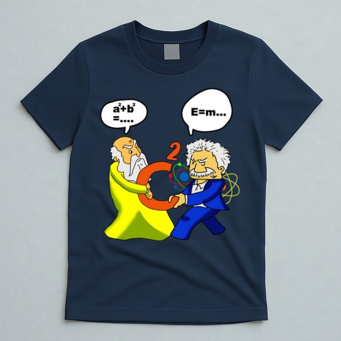 Pythagoras vs Einstein Funny Math Science T-Shirt
