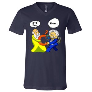 Pythagoras vs Einstein Funny Math Science V-Neck T-Shirt