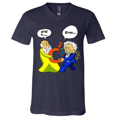 Pythagoras vs Einstein Funny Math Science V-Neck T-Shirt