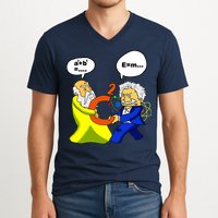Pythagoras vs Einstein Funny Math Science V-Neck T-Shirt