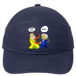 Pythagoras vs Einstein Funny Math Science 7-Panel Snapback Hat