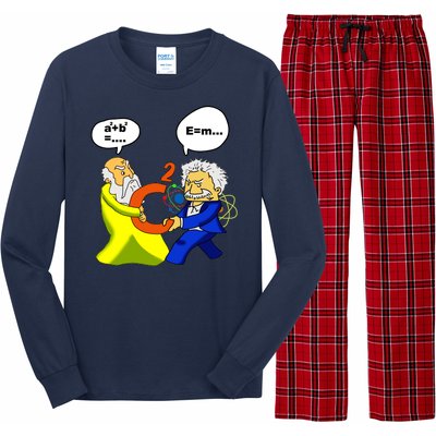 Pythagoras vs Einstein Funny Math Science Long Sleeve Pajama Set