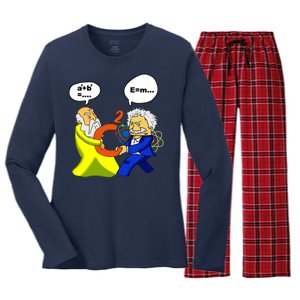 Pythagoras vs Einstein Funny Math Science Women's Long Sleeve Flannel Pajama Set 