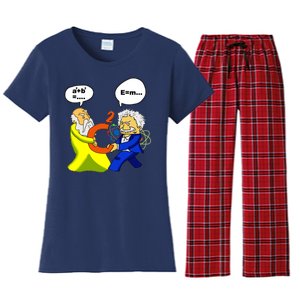 Pythagoras vs Einstein Funny Math Science Women's Flannel Pajama Set