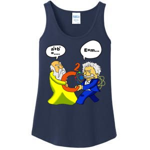 Pythagoras vs Einstein Funny Math Science Ladies Essential Tank