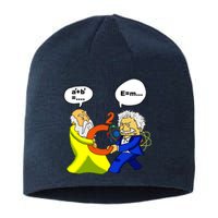 Pythagoras vs Einstein Funny Math Science Sustainable Beanie