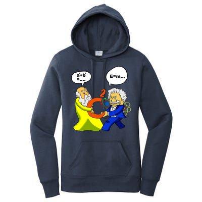 Pythagoras vs Einstein Funny Math Science Women's Pullover Hoodie