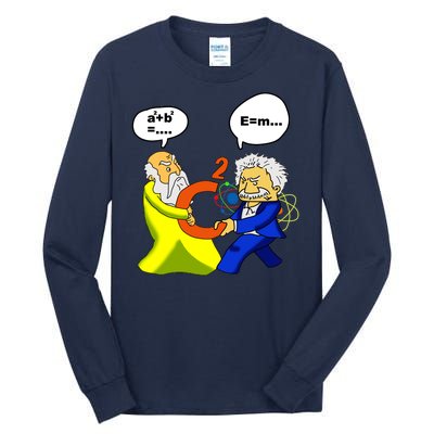 Pythagoras vs Einstein Funny Math Science Tall Long Sleeve T-Shirt