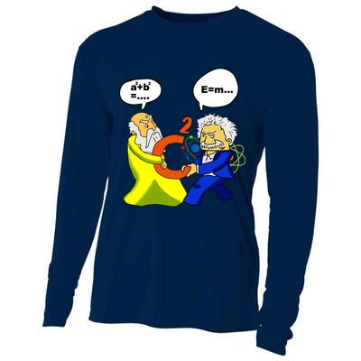 Pythagoras vs Einstein Funny Math Science Cooling Performance Long Sleeve Crew
