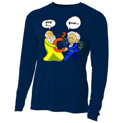 Pythagoras vs Einstein Funny Math Science Cooling Performance Long Sleeve Crew