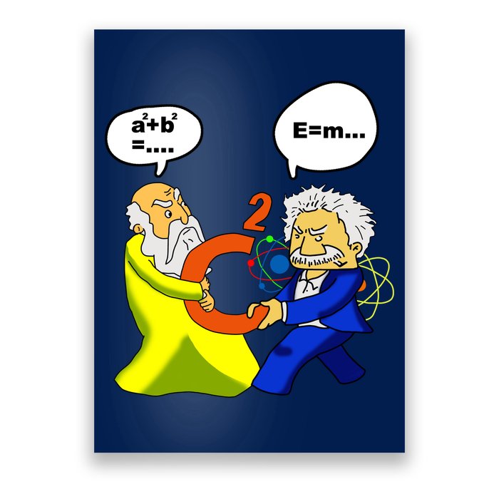 Pythagoras vs Einstein Funny Math Science Poster