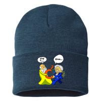 Pythagoras vs Einstein Funny Math Science Sustainable Knit Beanie