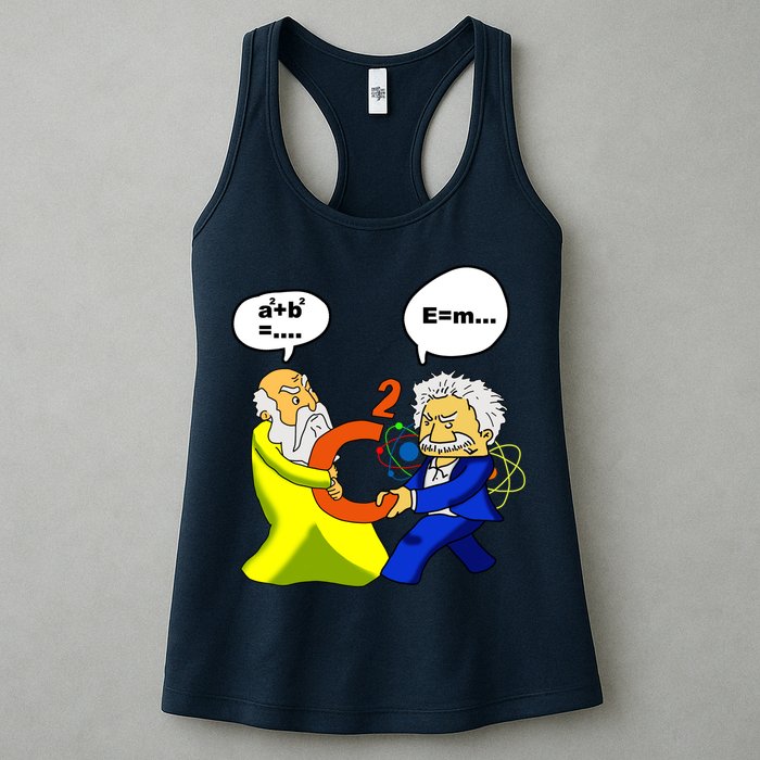 Pythagoras vs Einstein Funny Math Science Womens Tank Top
