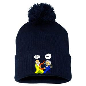 Pythagoras vs Einstein Funny Math Science Pom Pom 12in Knit Beanie