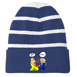 Pythagoras vs Einstein Funny Math Science Striped Beanie with Solid Band