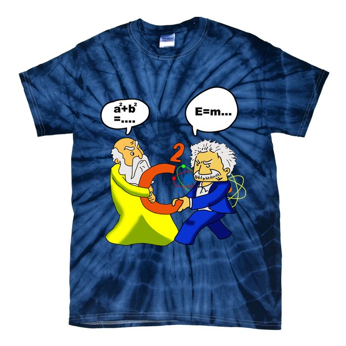 Pythagoras vs Einstein Funny Math Science Tie-Dye T-Shirt