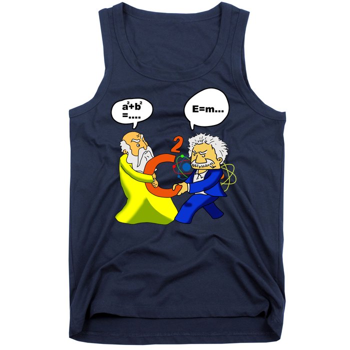 Pythagoras vs Einstein Funny Math Science Tank Top